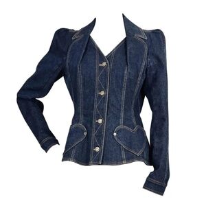 CHRISTIAN DIOR BOUTIQUE Embroidered Heart Pocket Denim Jacket